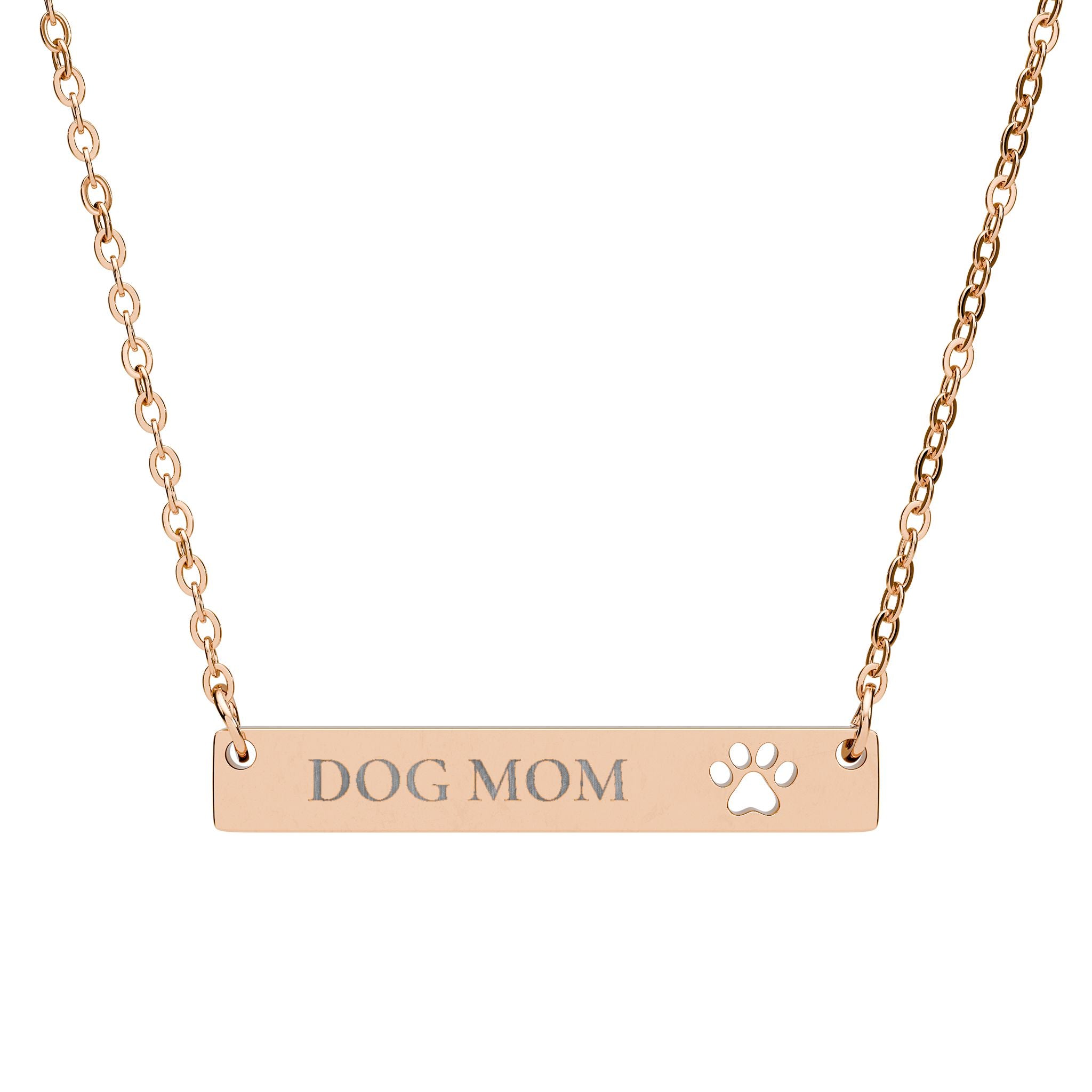 Collier barre patte gravable — Pendentif ajouré « Maman chien »