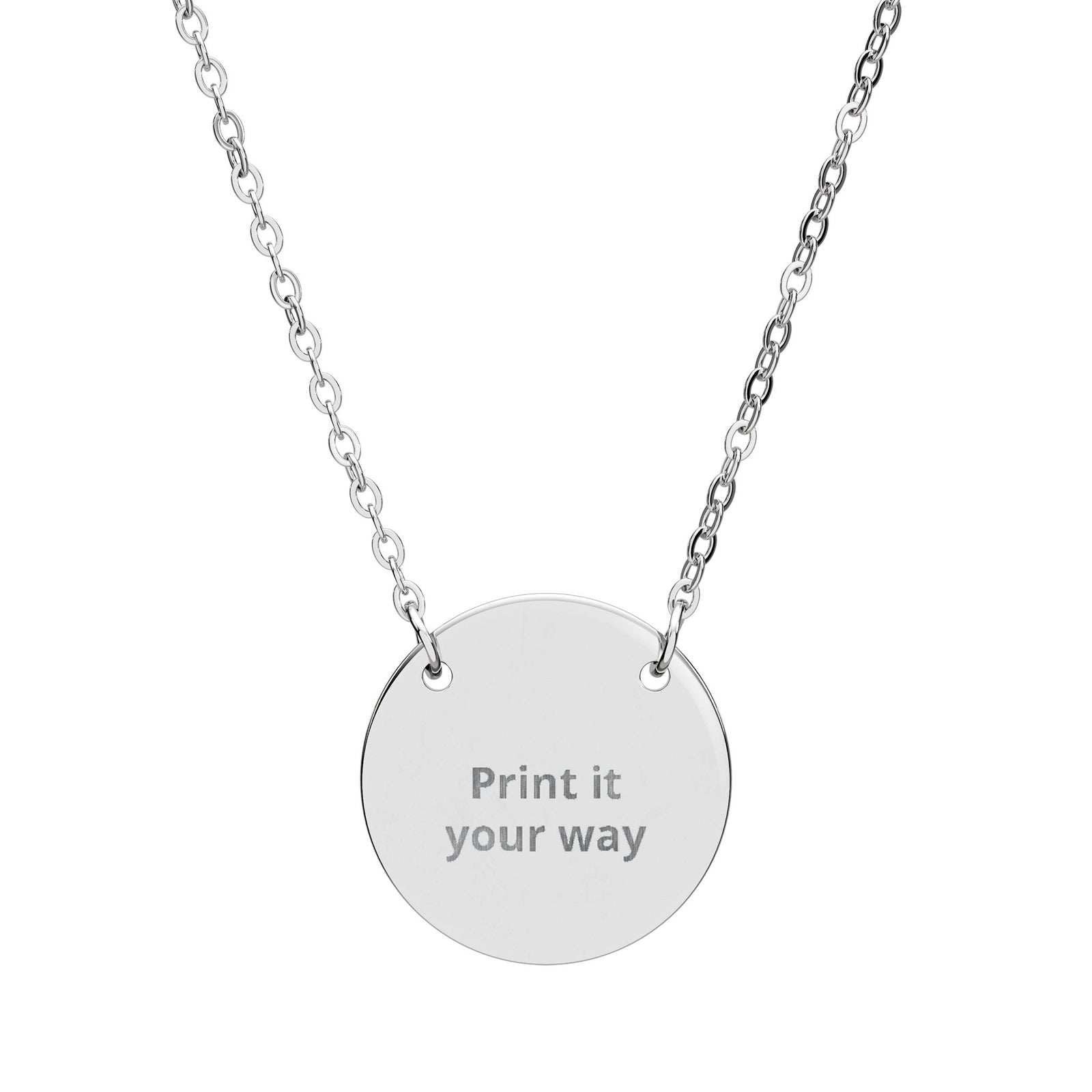 Engravable Circle Necklace — Custom Text Round Pendant Personalized Gift