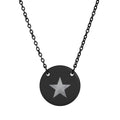 Engraved Star Circle Pendant Necklace — Minimal Personalized 18mm Stainless Steel