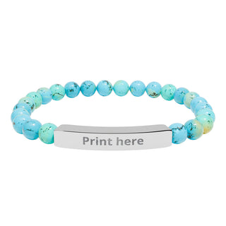 Engravable Natural Stone Bar Bracelet — Personalized Beaded Stretch Bracelet, product image 7 of 7