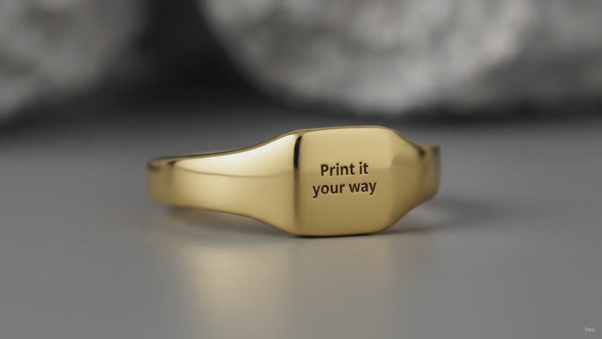 Square Signet Ring — custom engraved stainless steel ring
