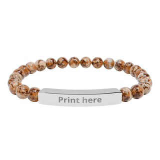 Engravable Natural Stone Bar Bracelet — Personalized Beaded Stretch Bracelet, product image 4 of 7