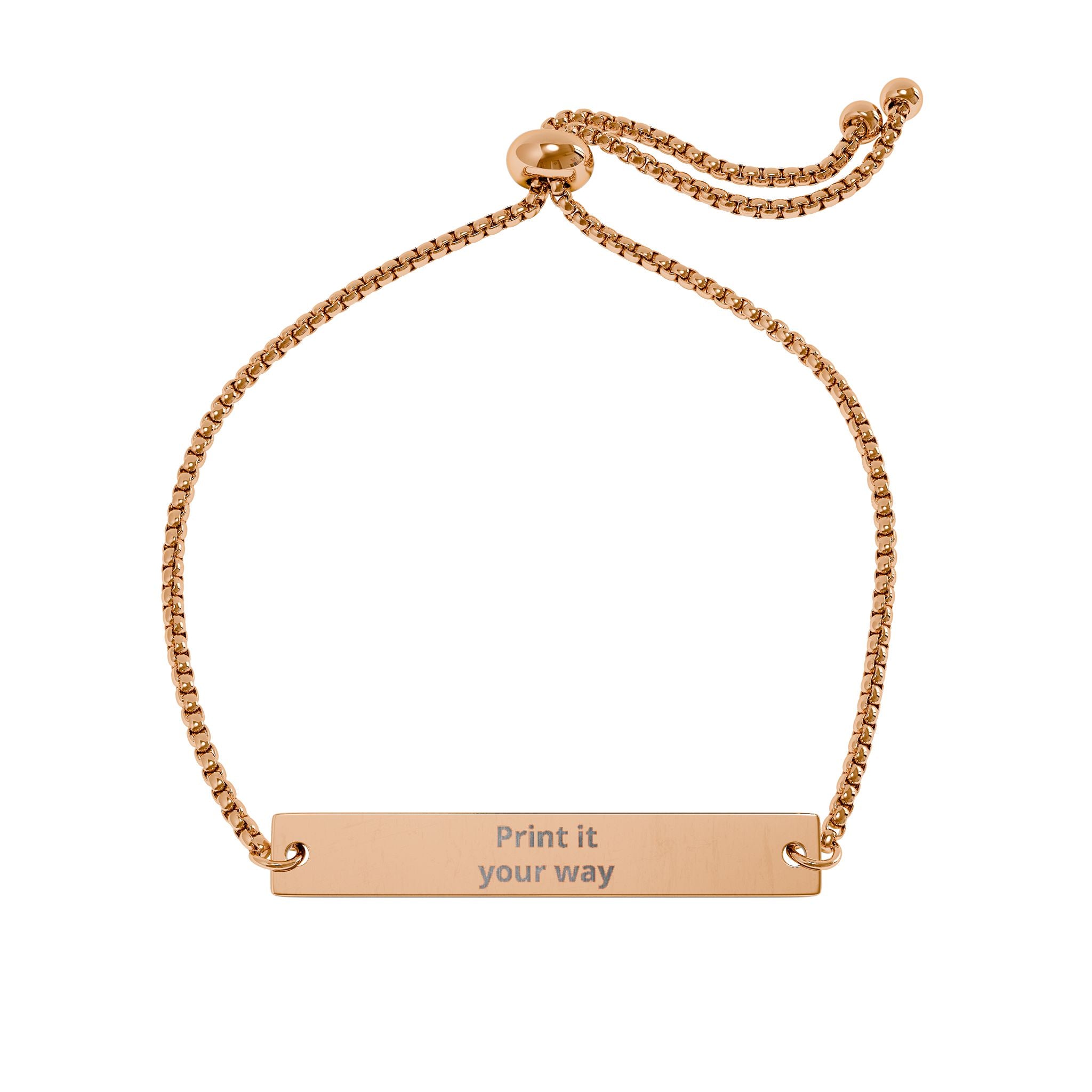 Engravable Adjustable Flat Bar Bracelet — Custom Name or Message, Rose Gold