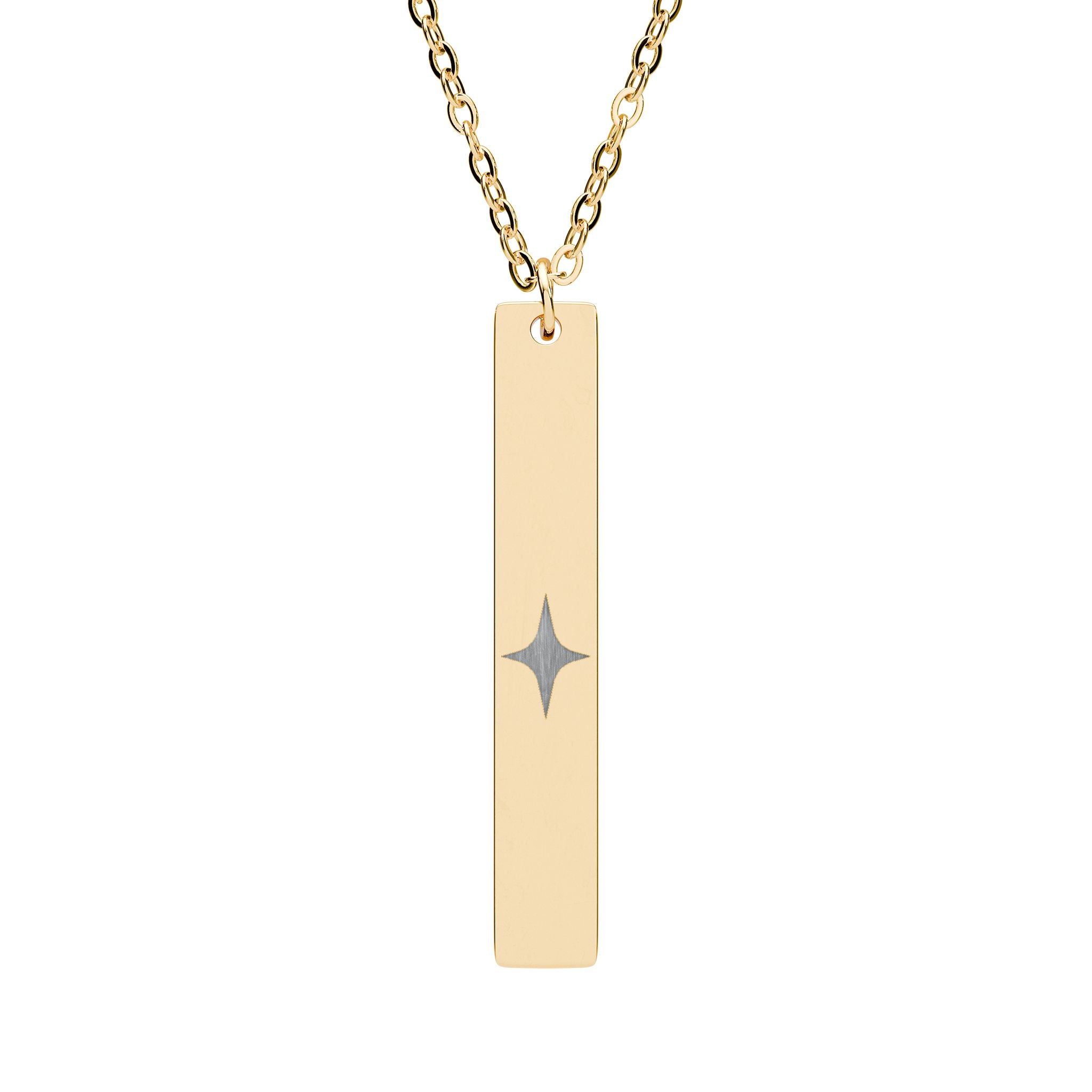 Collier barre verticale gravée – Pendentif personnalisé étoile (argent ou noir mat)