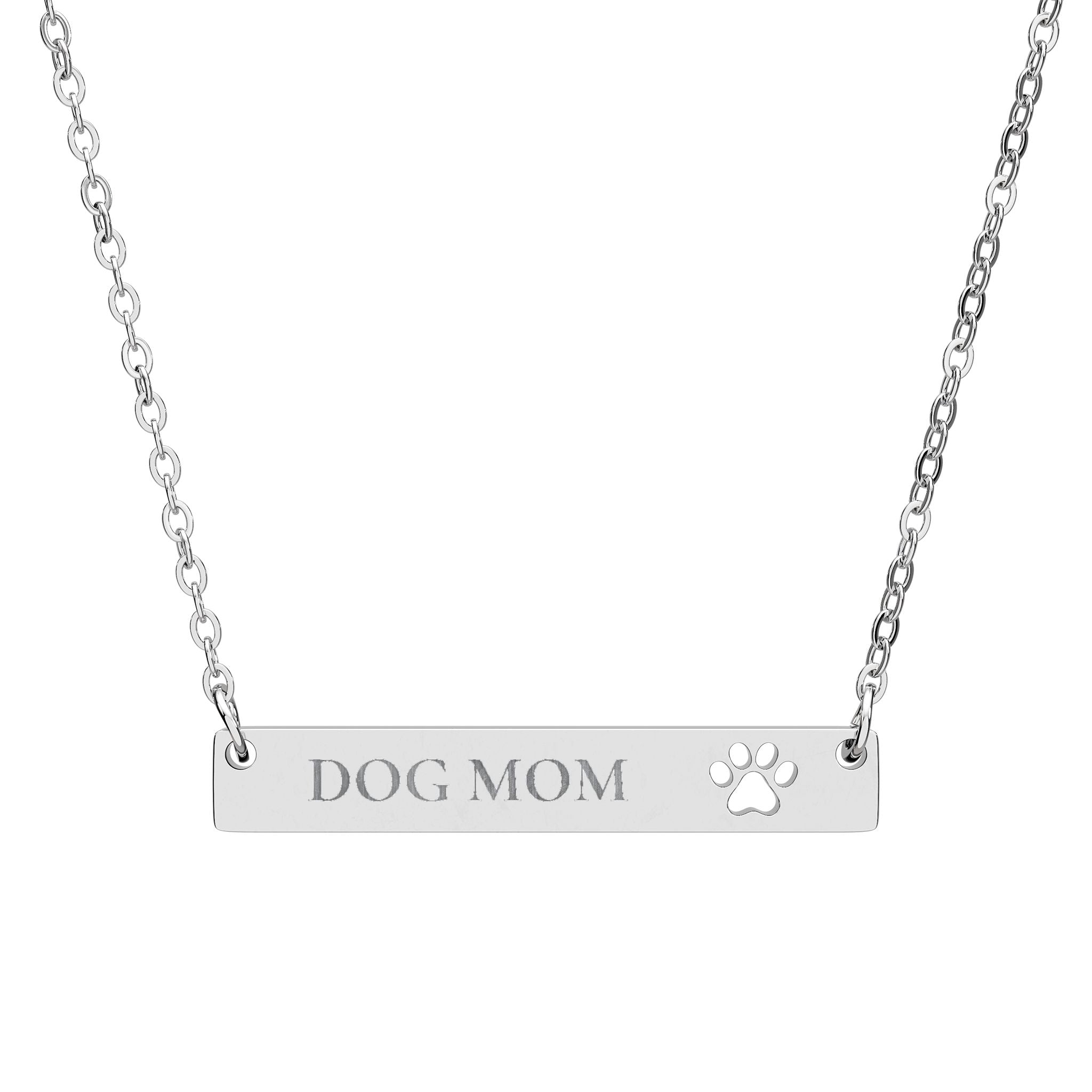 Collier barre patte gravable — Pendentif ajouré « Maman chien »