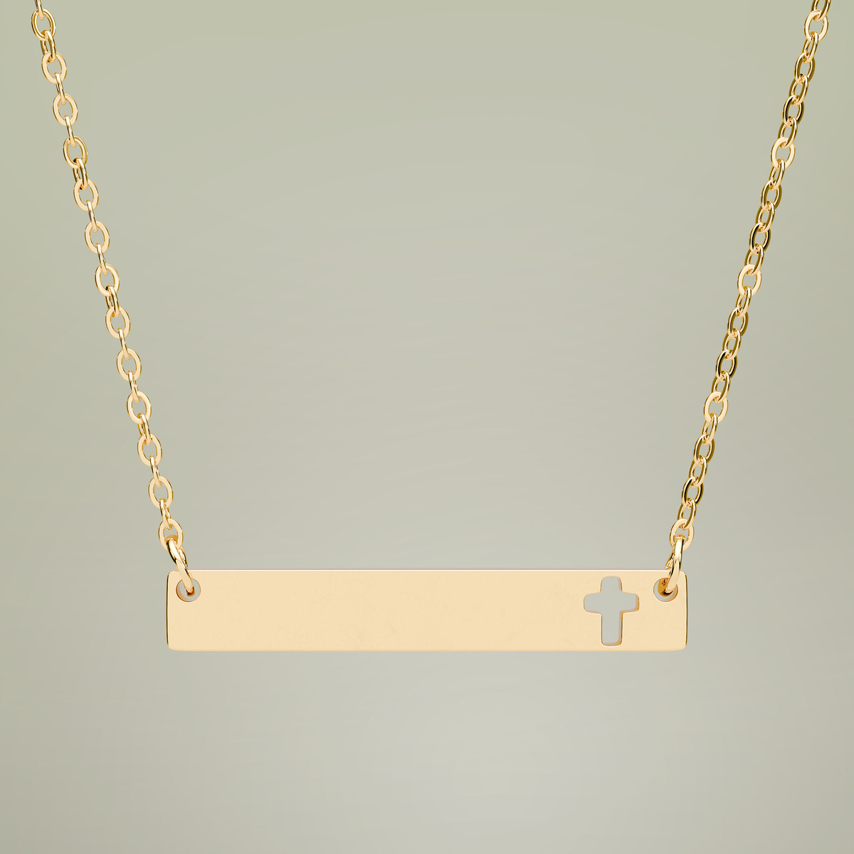 Cutout Cross Bar Necklace — detailed bar view