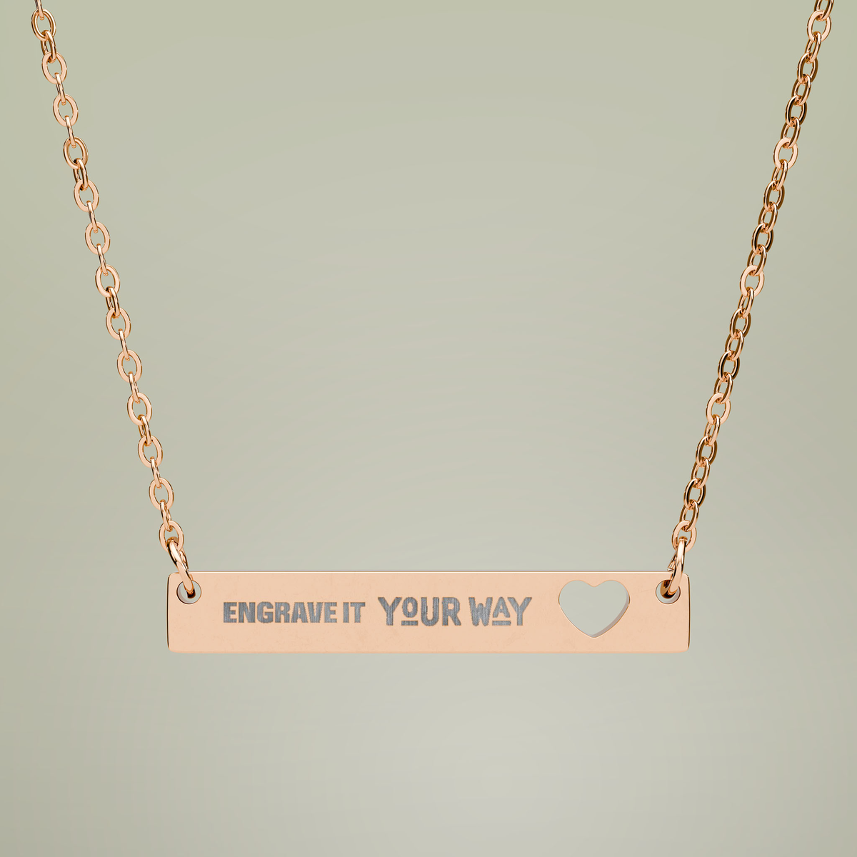 Engravable Cutout Heart Bar Necklace — alternate product view