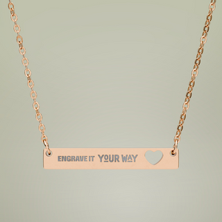 Engravable Cutout Heart Bar Necklace — alternate product view