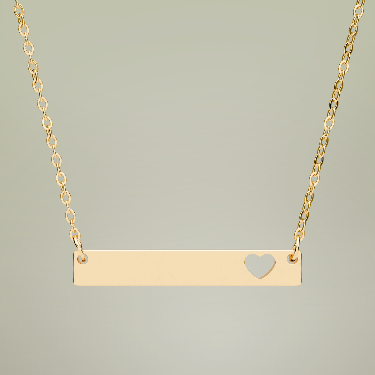 Engravable Cutout Heart Bar Necklace — detailed bar view