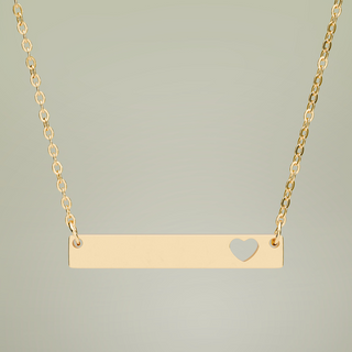 Engravable Cutout Heart Bar Necklace — detailed bar view