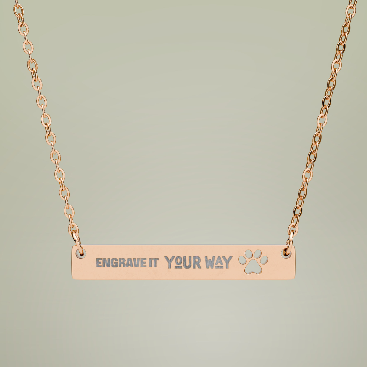 Engravable Paw Bar Necklace — alternate product view