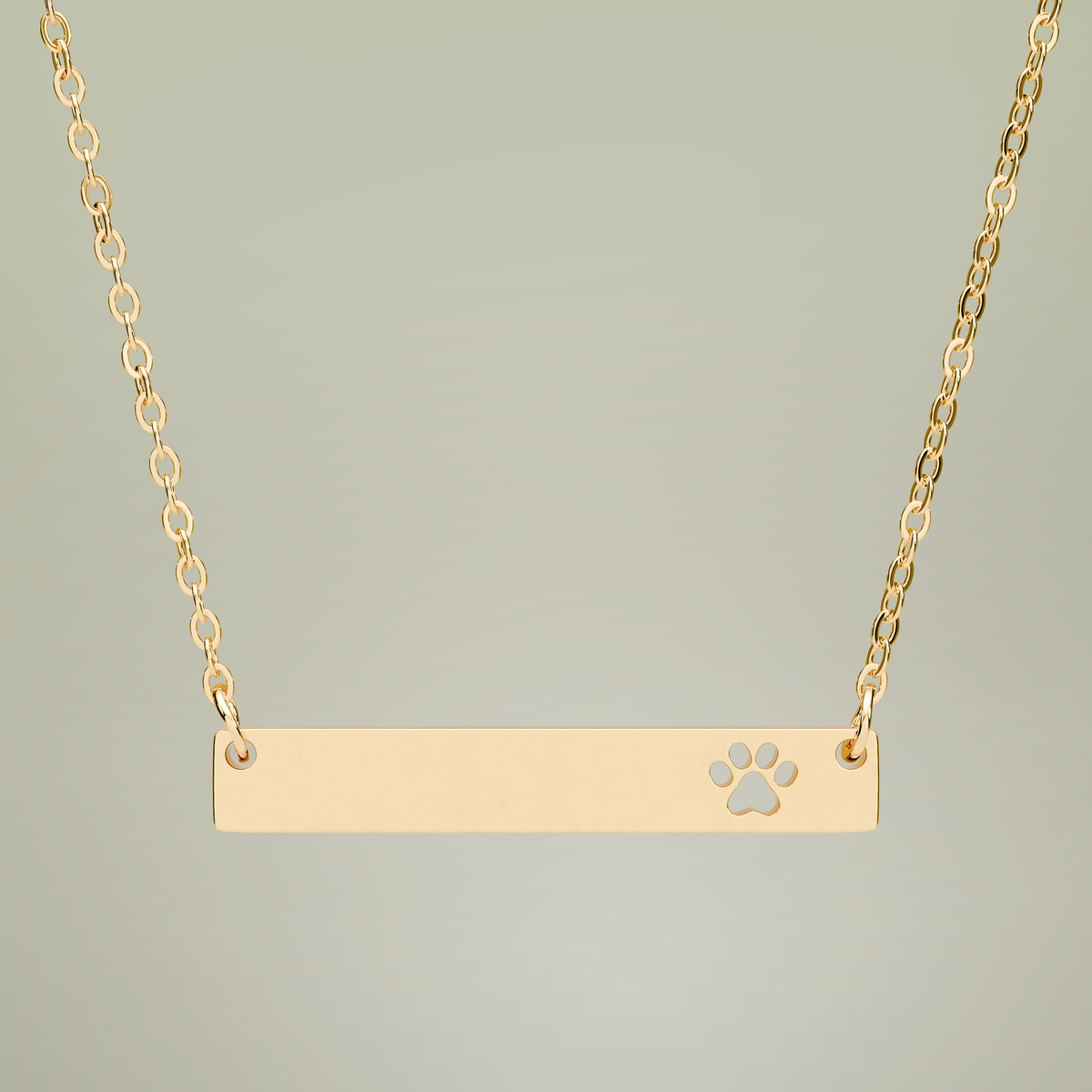 Engravable Paw Bar Necklace — detailed bar view