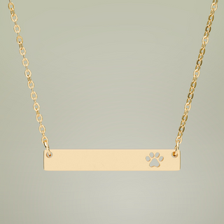 Engravable Paw Bar Necklace — detailed bar view