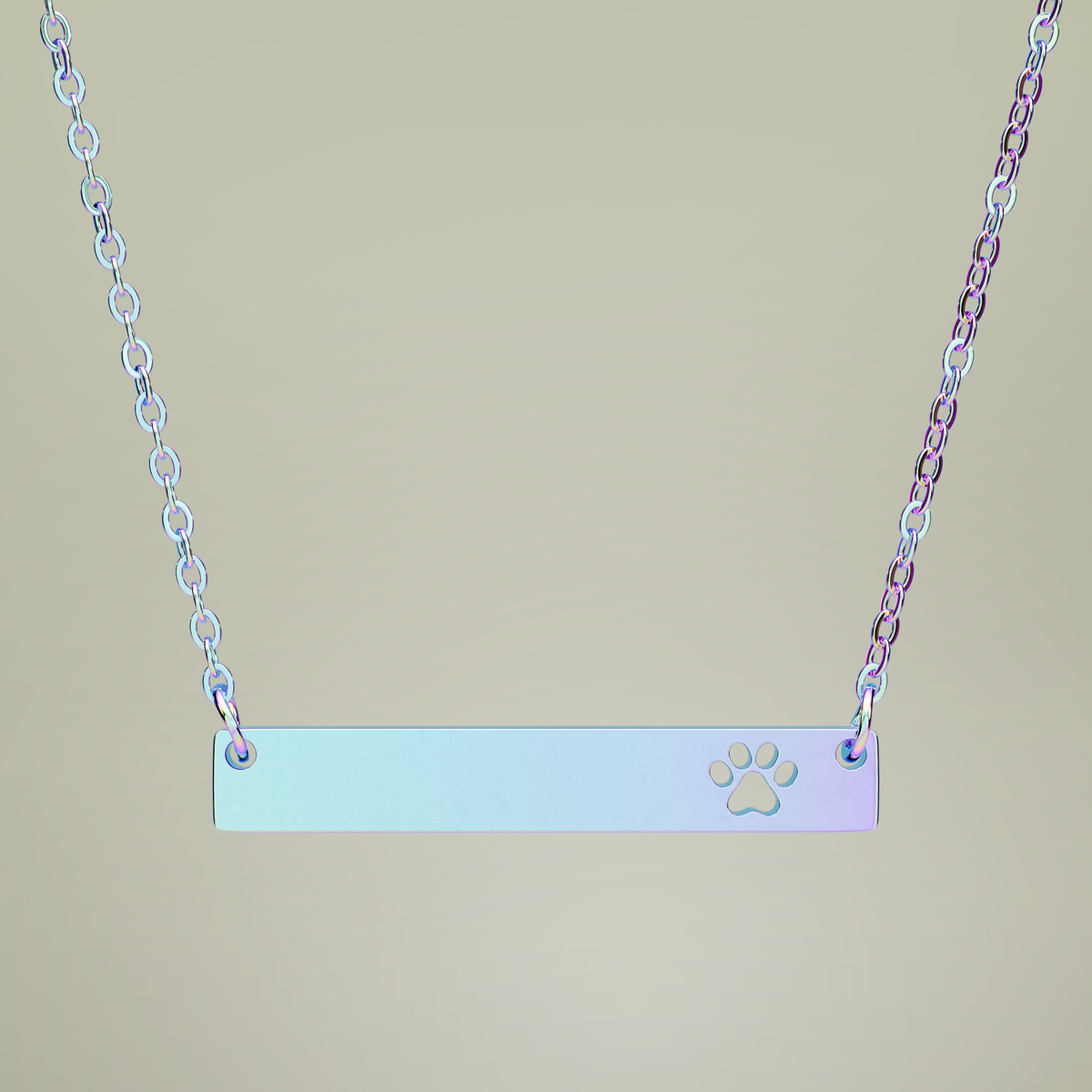 Engravable Paw Bar Necklace — close product view