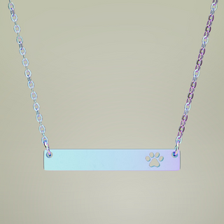 Engravable Paw Bar Necklace — close product view