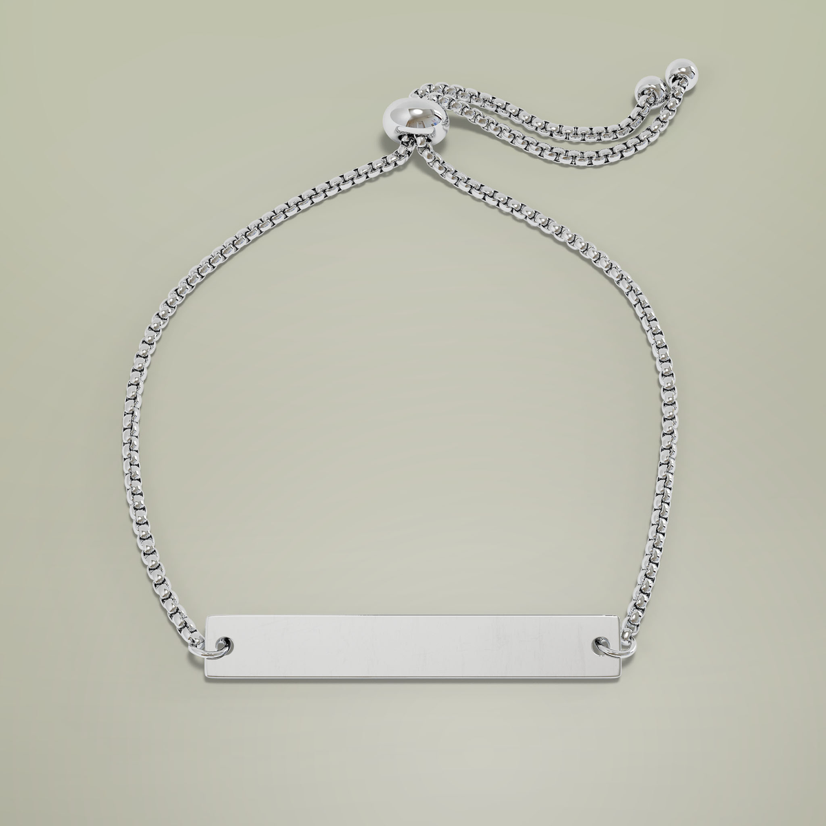 Engravable Adjustable Flat Bar Bracelet — detailed bar view
