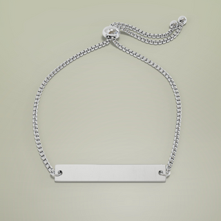 Engravable Adjustable Flat Bar Bracelet — detailed bar view