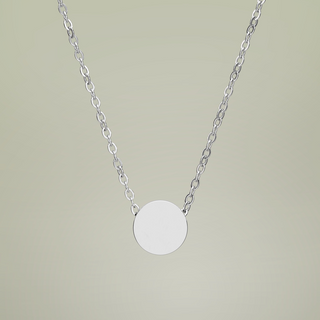Mini Engraved Circle Necklace — detailed pendant view