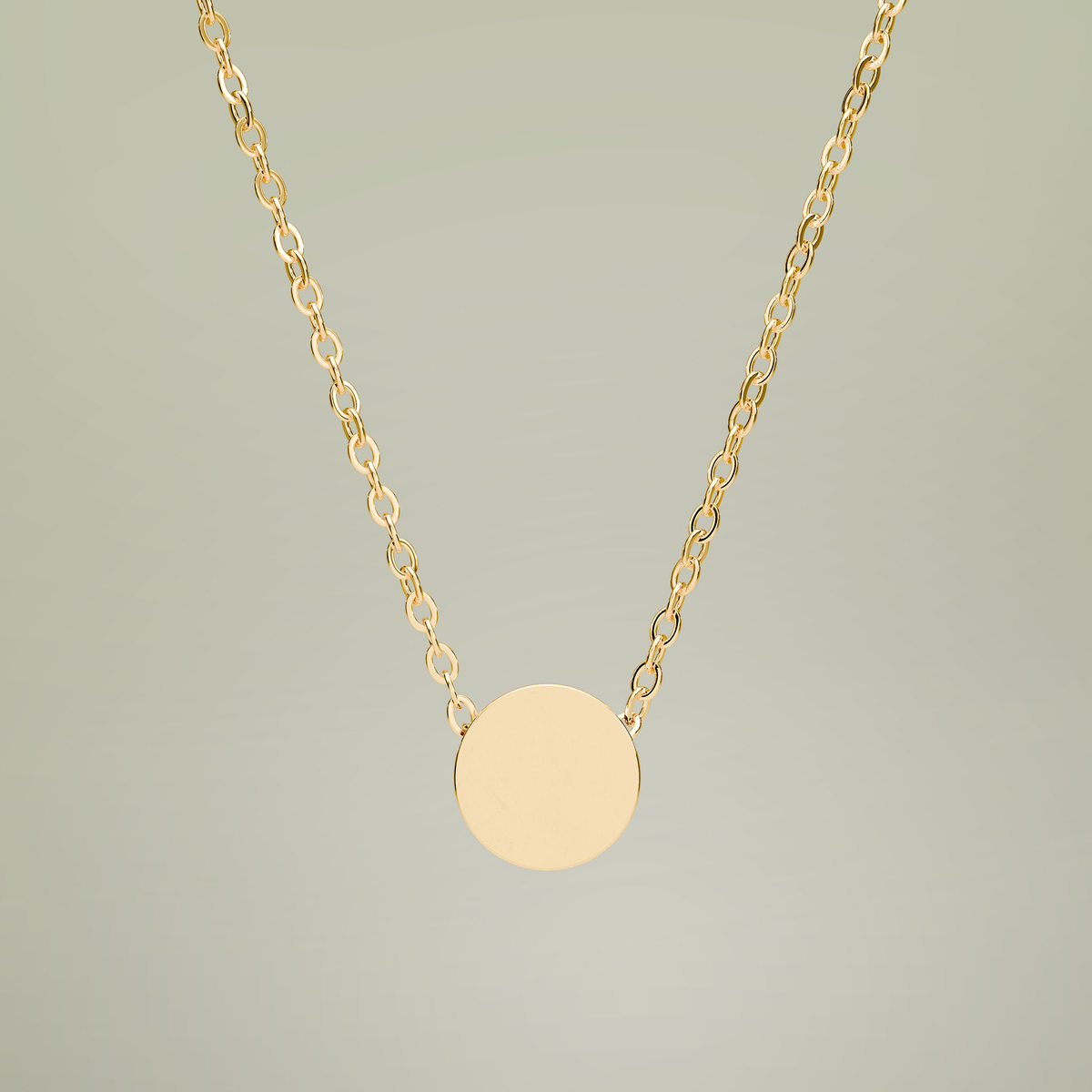 Mini Engraved Circle Necklace — alternate angle