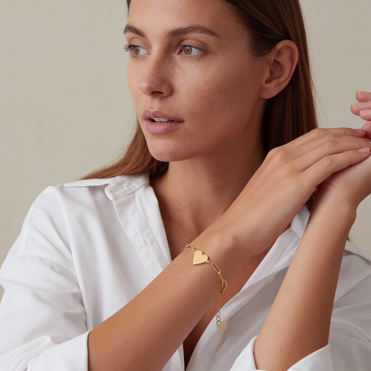Engravable Paperclip Heart Bracelet — alternate angle