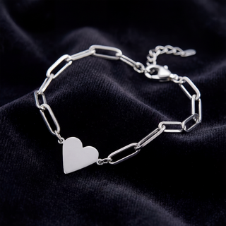 Engravable Paperclip Heart Bracelet — close product view
